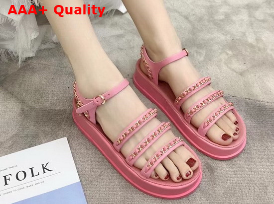 Chanel Sandals Pink Calfskin G37140 Replica