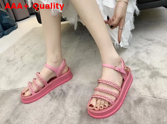 Chanel Sandals Pink Calfskin G37140 Replica