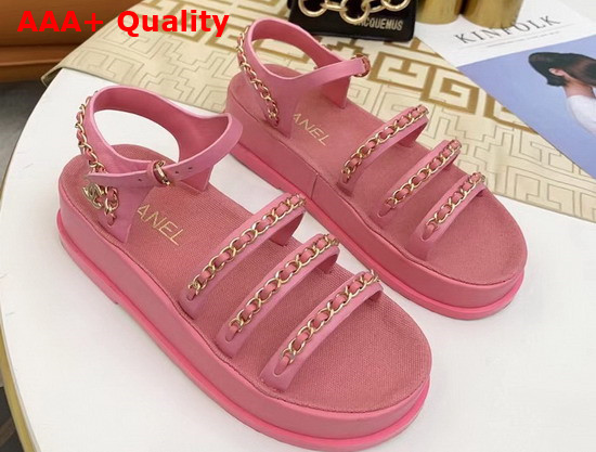 Chanel Sandals Pink Calfskin G37140 Replica