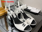 Chanel Sandals Printed Lambskin White and Black Ref G38969 Replica