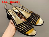 Chanel Sandals Suede Kidskin Black and Gold G37383 Replica