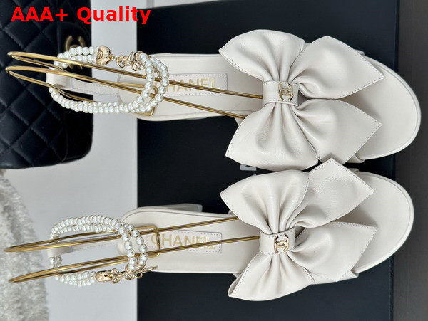 Chanel Sandals in White Lambskin and Imitation Pearls G45813 Replica