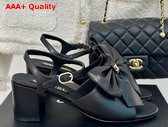 Chanel Sandals with Bow in Black Lambskin G45812 Replica