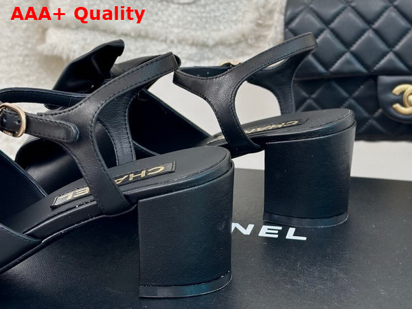 Chanel Sandals with Bow in Black Lambskin G45812 Replica