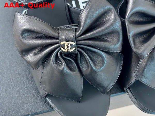 Chanel Sandals with Bow in Black Lambskin G45812 Replica