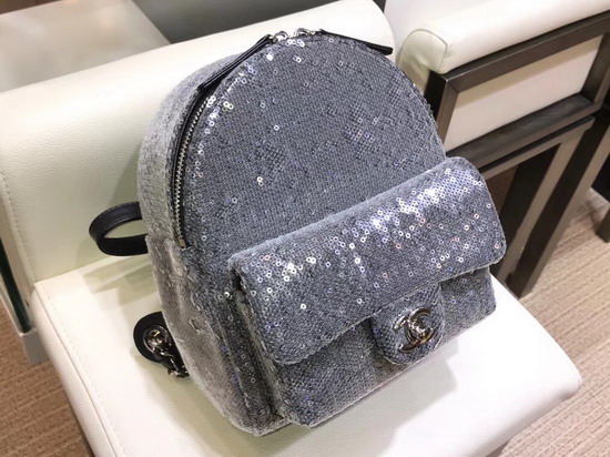 Chanel Sequin Backpack Black