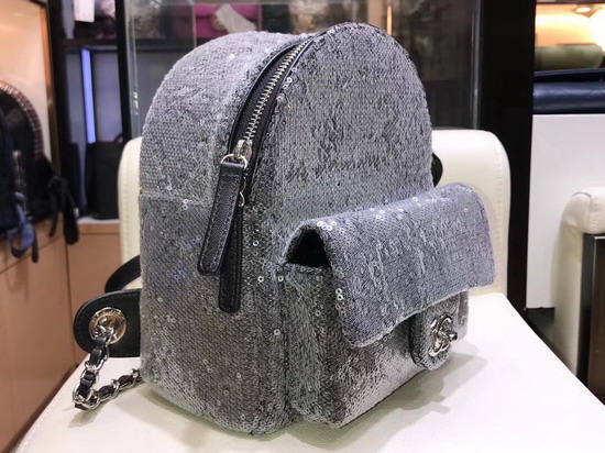 Chanel Sequin Backpack Black