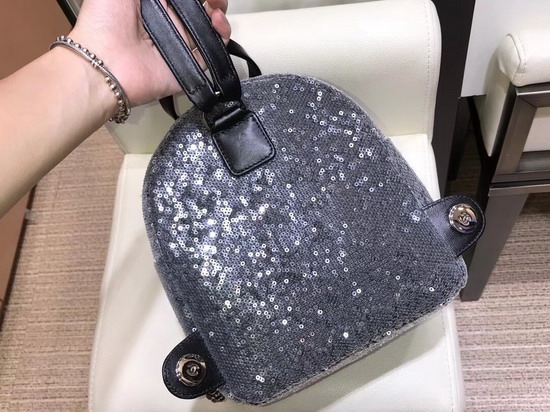 Chanel Sequin Backpack Black