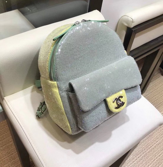 Chanel Sequin Backpack Light Green