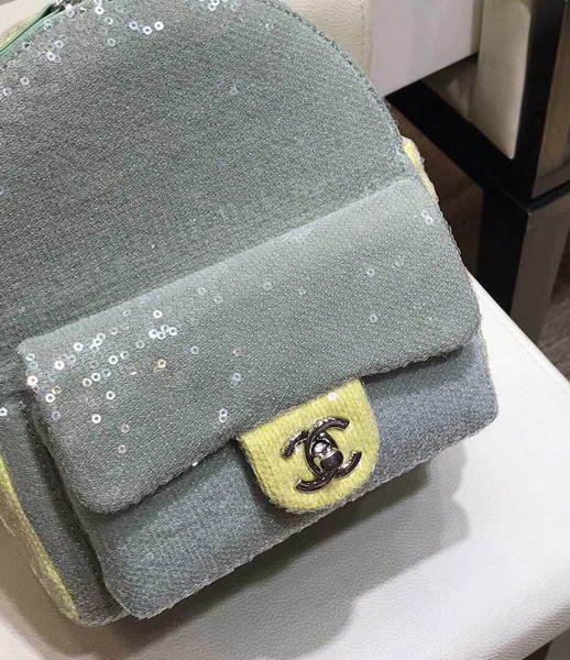 Chanel Sequin Backpack Light Green