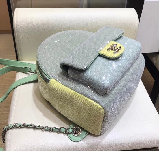 Chanel Sequin Backpack Light Green