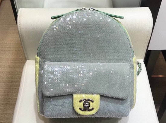 Chanel Sequin Backpack Light Green