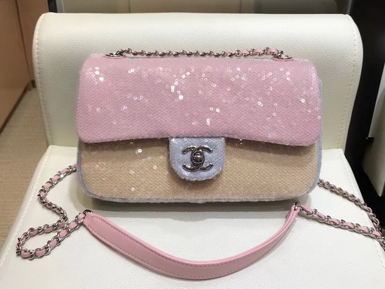 Chanel Sequin Flap Bag Pink