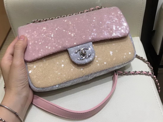 Chanel Sequin Flap Bag Pink