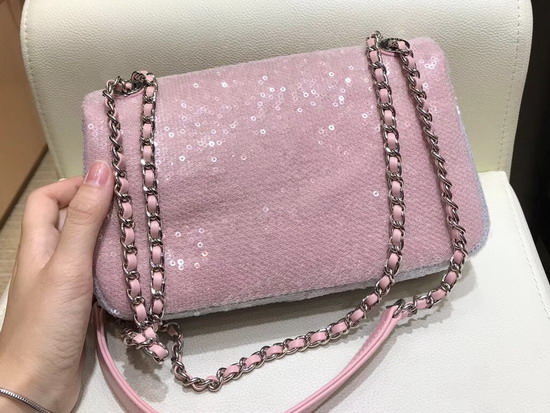 Chanel Sequin Flap Bag Pink