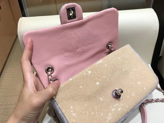 Chanel Sequin Flap Bag Pink