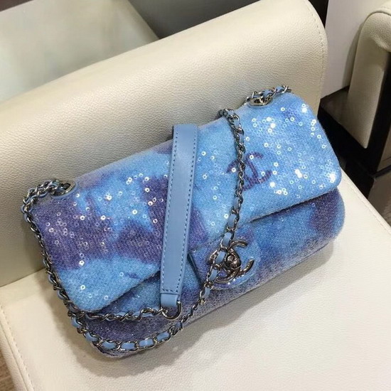 Chanel Sequin Flap Bag in Baby Blue