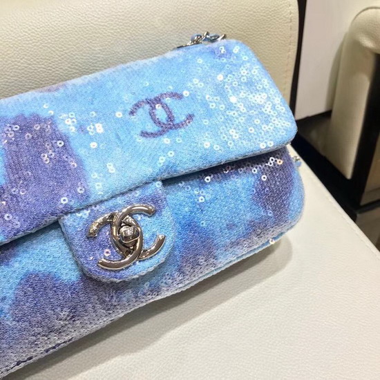 Chanel Sequin Flap Bag in Baby Blue