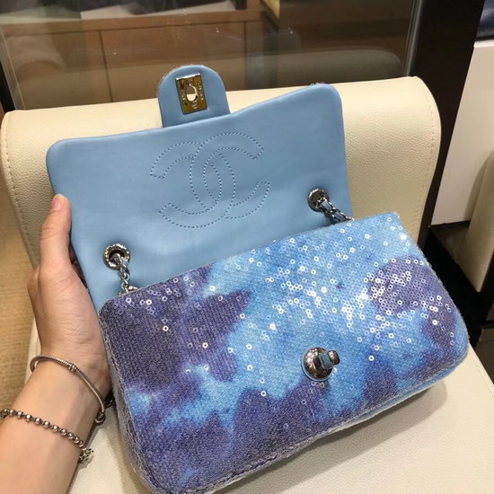 Chanel Sequin Flap Bag in Baby Blue