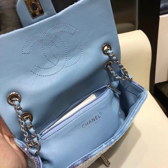 Chanel Sequin Flap Bag in Baby Blue