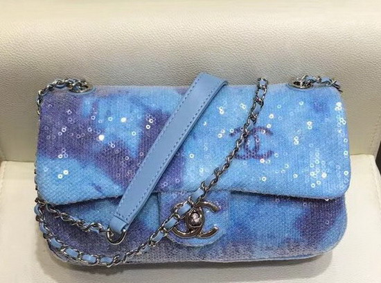 Chanel Sequin Flap Bag in Baby Blue