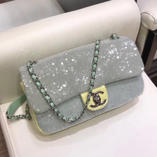 Chanel Sequin Flap Bag in Light Green