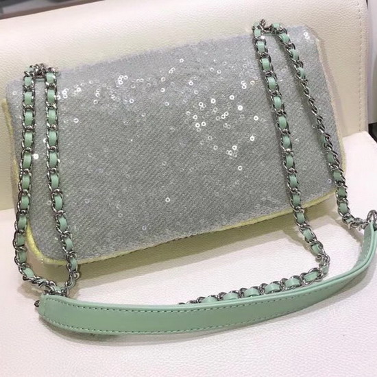 Chanel Sequin Flap Bag in Light Green