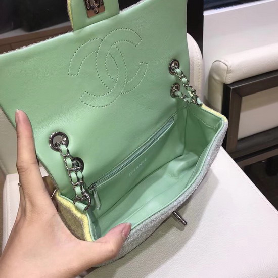 Chanel Sequin Flap Bag in Light Green