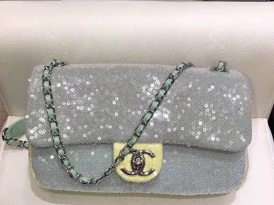 Chanel Sequin Flap Bag in Light Green