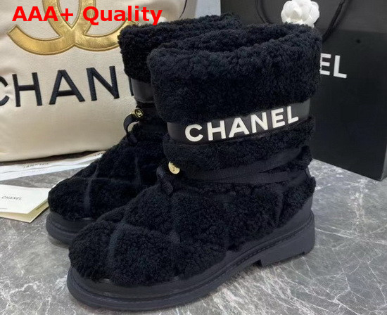 Chanel Shearling Ankle Boots in Black Replica