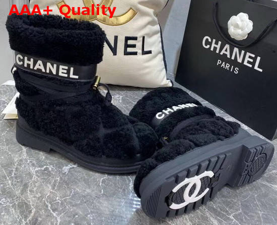 Chanel Shearling Ankle Boots in Black Replica