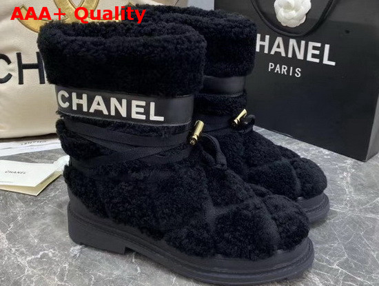 Chanel Shearling Ankle Boots in Black Replica