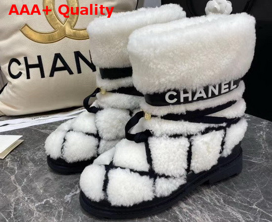 Chanel Shearling Ankle Boots in White Replica