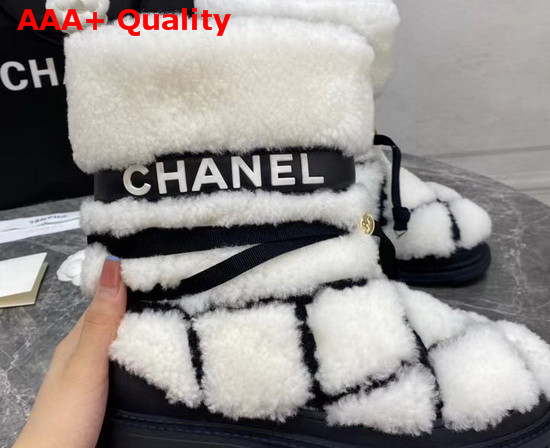 Chanel Shearling Ankle Boots in White Replica