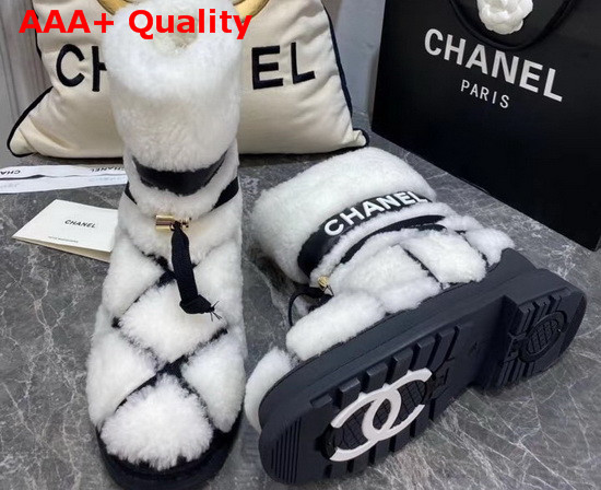 Chanel Shearling Ankle Boots in White Replica