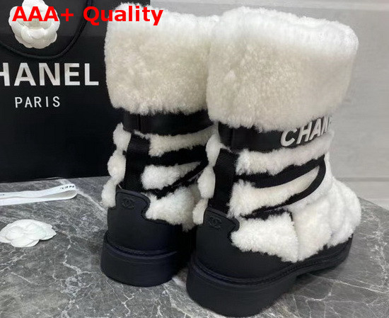 Chanel Shearling Ankle Boots in White Replica