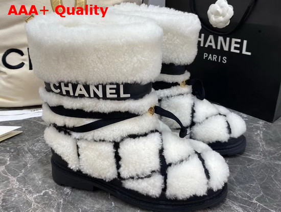 Chanel Shearling Ankle Boots in White Replica