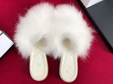 Chanel Shearling Mules in White