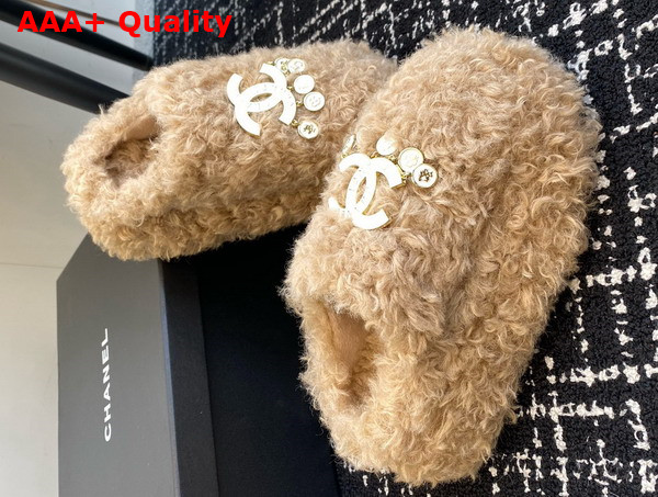 Chanel Sheepskin Slipper in Beige Replica