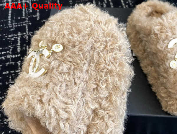 Chanel Sheepskin Slipper in Beige Replica