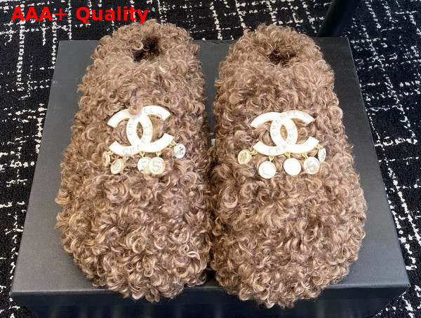 Chanel Sheepskin Slipper in Brown Replica