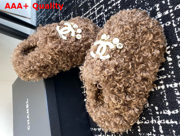 Chanel Sheepskin Slipper in Brown Replica