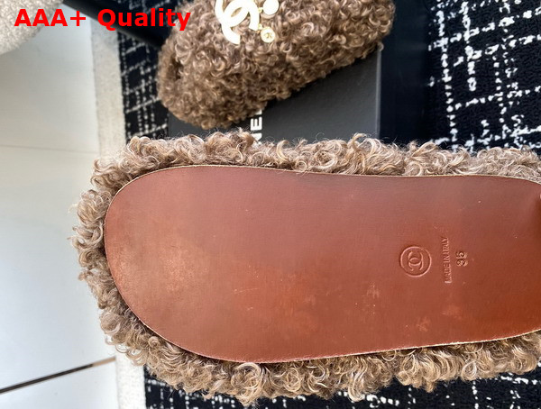 Chanel Sheepskin Slipper in Brown Replica