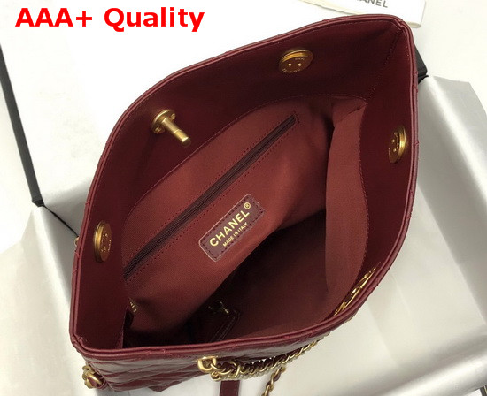 Chanel Shoppig Bag Calfskin Crystal Pearls Gold Tone Metal Burgundy AS2213 Replica