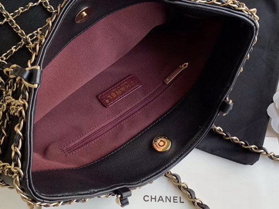 Chanel Shopping Bag Lambskin and Gold Metal Black AS1383