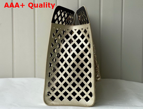 Chanel Shopping Bag Metallic Perforated Calfskin Gold Tone Metal Ref AS2377 Replica