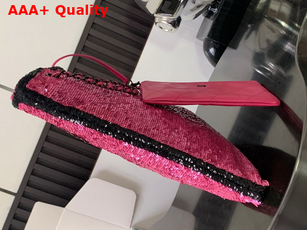 Chanel Shopping Bag Sequins and Black Metal Dark Pink and Black Ref AS4856 Replica