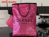 Chanel Shopping Bag Sequins and Black Metal Dark Pink and Black Ref AS4856 Replica