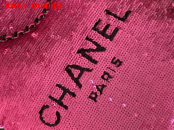 Chanel Shopping Bag Sequins and Black Metal Dark Pink and Black Ref AS4856 Replica