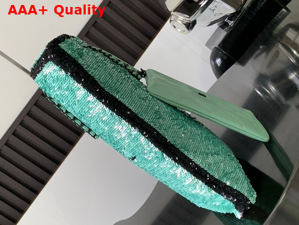 Chanel Shopping Bag Sequins and Black Metal Green and Black Ref AS4856 Replica